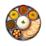 pngtree-traditional-indian-thali-with-bowls-of-dal-rice-sabzi-roti-pickles-png-image_16308889